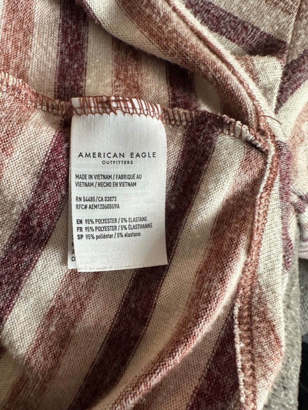 American Eagle Soft & Sexy Long Sleeve Tee Size S Pink/Mauve Striped - Picture 4 of 4